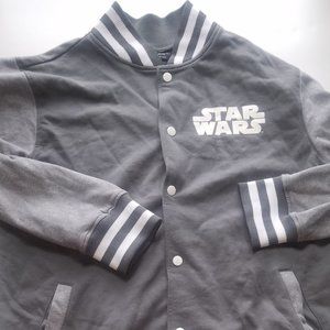 disney star wars mens  lightweight jacket preowned  button up gray and white